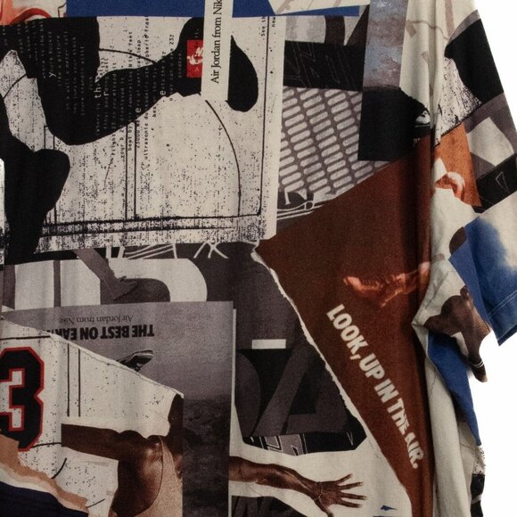 Jordan Air Mens Multicolored Shirt Graphic Print 360 Slam Dunk Short Sleeve 2XL - Picture 5 of 8